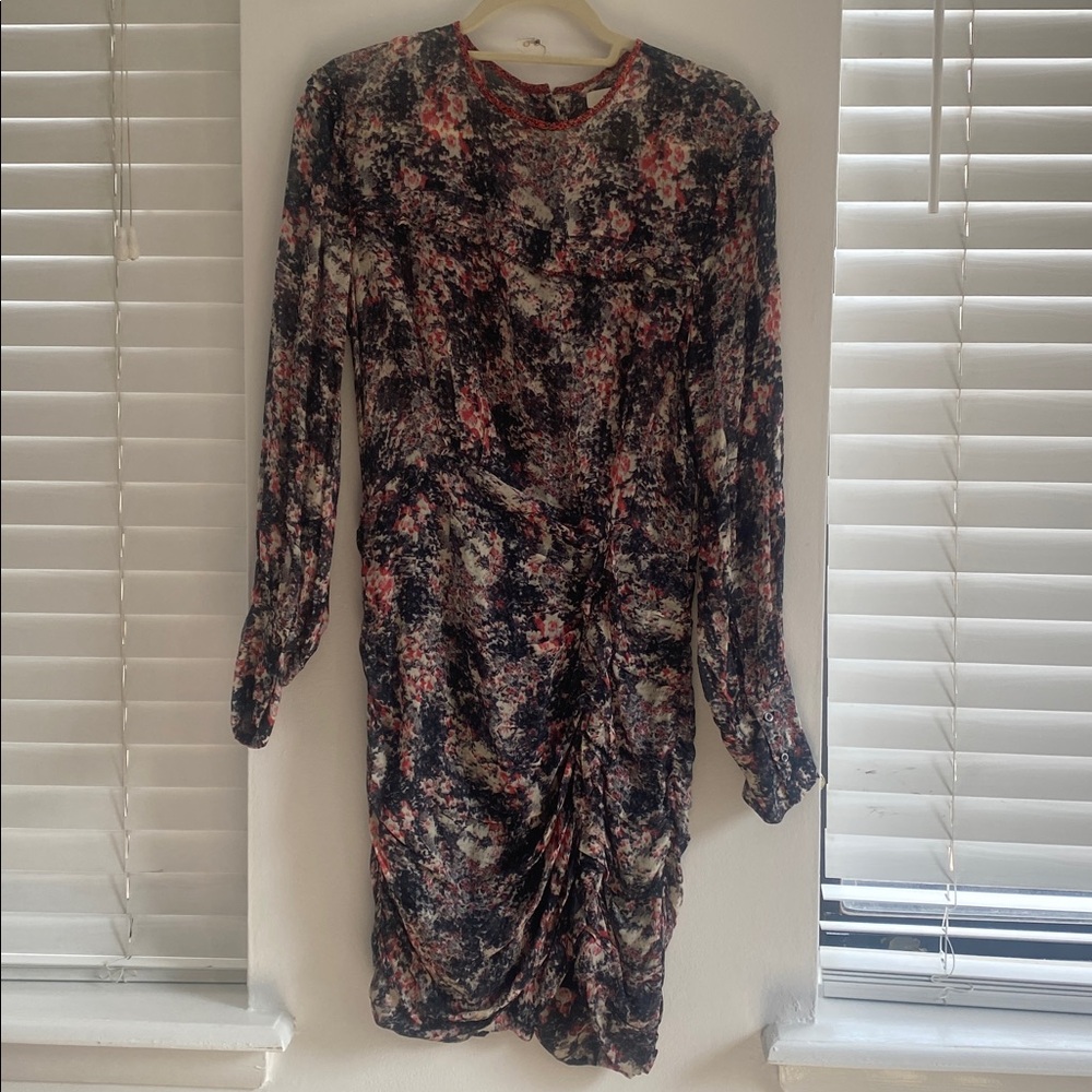 Isabel ETOILE Marant Abstract Floral Print Lightweight Dress- Black & Pink